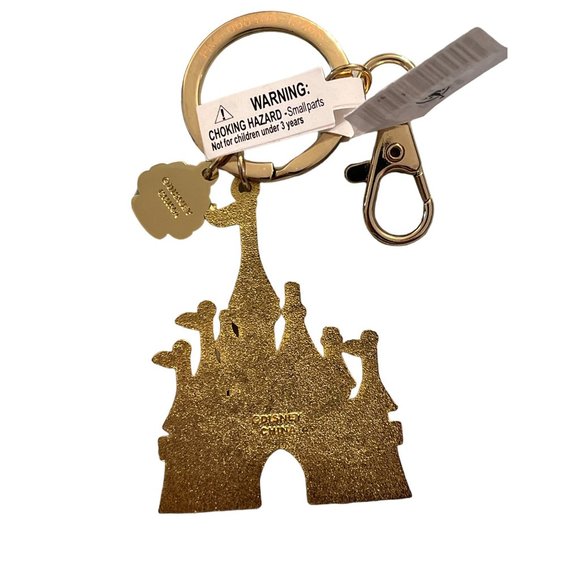 Disney Parks Cinderella Castle Coral Castle Shell Charm Gold Tone Keychain - Picture 2 of 3